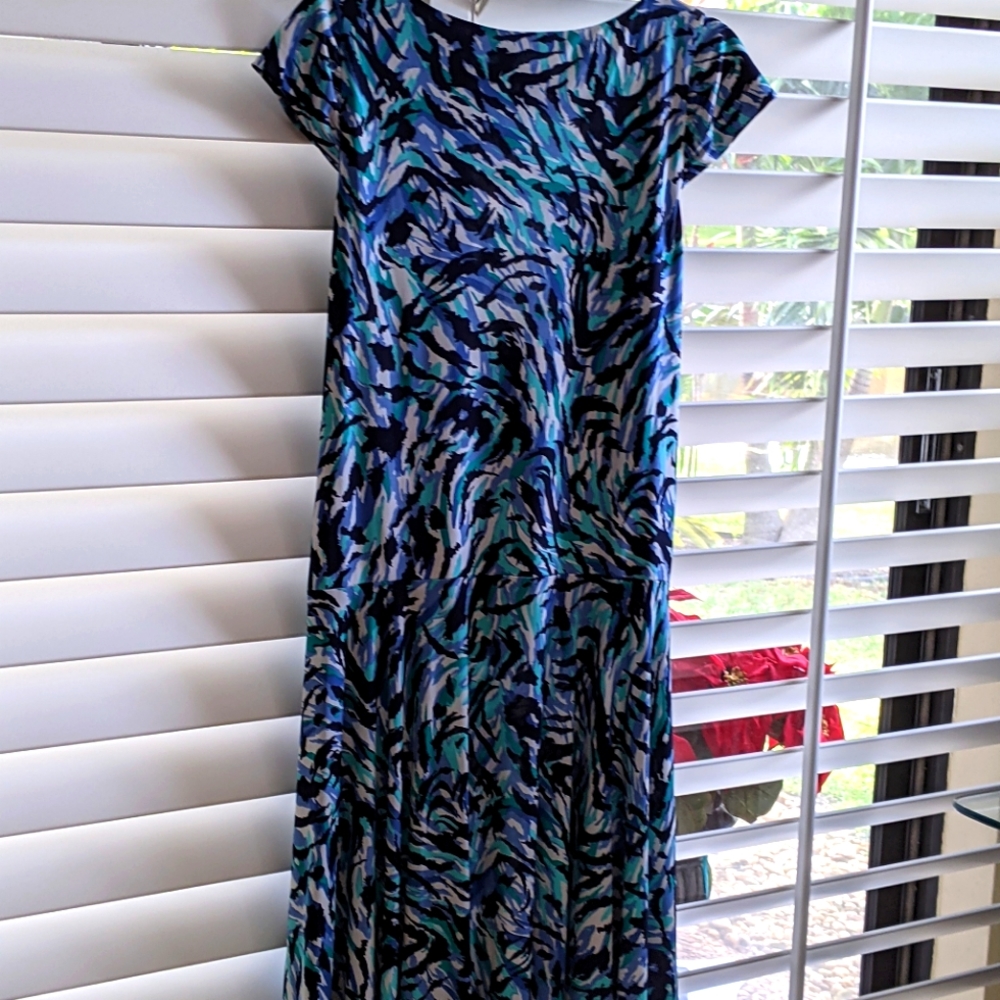 JONES NEW YORK JERSEY RUCHED MULTICOLOR DRESS - Picture 4 of 7